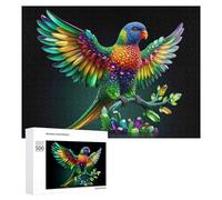 Rompecabezas para adultos, 500 piezas de rompecabezas coloridos de cristal con estatua de loro, para adultos, juegos familiares, pero divertidos y divertidos para cumpleaños, Navidad, 500 piezas