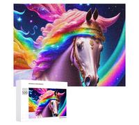 Rompecabezas para adultos, 500 piezas de unicornio arcoíris, arte de fantasía, rompecabezas para adultos, juegos divertidos, decoración perfecta desafiante para completar 500 piezas