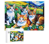 Rompecabezas para adultos, 500 piezas, gatos coloridos en el jardín, rompecabezas para adultos, juegos familiares, mejora la memoria, regalos únicos de cumpleaños y Navidad, 500 unidades