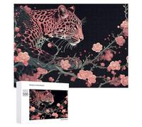 Rompecabezas para adultos, 500 piezas, leopardo en flores, juegos relajantes, análisis y lógica, regalos únicos de cumpleaños y Navidad, 500 unidades