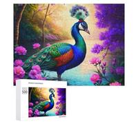 Rompecabezas para adultos, 500 piezas, pavo real encantado en flor, rompecabezas para adultos, juego de acertijo cerebral, decoración de pared, regalo de cumpleaños, regalos, 500 piezas