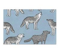 Rompecabezas para adultos, 500 piezas, poses divertidas de lobos, azul claro, regalos únicos, rompecabezas de juguete, obra de arte, 20.5 x 14.9 pulgadas