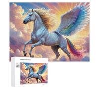 Rompecabezas para adultos, 500 piezas, unicornio de fantasía con cola de arco iris, rompecabezas para adolescentes, juego de acertijo cerebral, decoración del hogar, cumpleaños único y regalos, 500