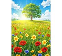Rompecabezas para Adultos 5000 Piezas, Puzzle 5000 Piezas Adultos Flores, 156x105cm Puzzles Desafiante Cielo Azul con Letras en la Parte Posterior sin Polvo, Relax Regalo para Mujeres y Hombres