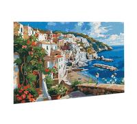 Rompecabezas para Adultos,5000 Piezas,Puzzle de Madera Desafiante,Obra Arte Juego,Rompecabezas Juego Manos Decoración Familiar,Pasatiempo Creativo,105 x 156 cm Junto Al Mar Pueblo Pequeño K0F-434