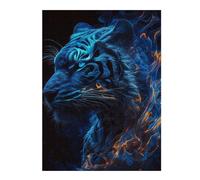 Rompecabezas para Adultos 52x38cm/1000pcs Blue Flame Tiger Portrait Rompecabezas para Adolescentes Juegos Familiares Análisis Y Lógica Interacción Entre Padres E Hijos 52x38cm/1000pcs
