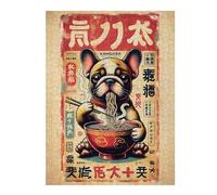 Rompecabezas para Adultos 52x38cm/1000pcs Dog Eating Ramen Japanese Poster Style Rompecabezas para Adultos Juego De Ingenio Arte Mural Desafío Educativo 52x38cm/1000pcs