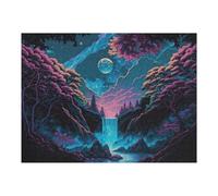 Rompecabezas para Adultos 52x38cm/1000pcs Enchanted Nightfall with Waterfall Rompecabezas para Adultos Juegos Relajantes Desafío Difícil Cumpleaños 52x38cm/1000pcs