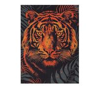 Rompecabezas para Adultos 52x38cm/1000pcs Fierce Tiger Vector Portrait with Jungle Backdrop Rompecabezas para Adultos Juego Práctico Corte De Precisión Actividades Divertidas En Casa, 52x38cm/1000pcs