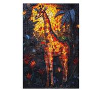 Rompecabezas para Adultos 75x50cm/1000pcs Giraffe Stained Glass Rompecabezas para Adultos Juego De Ingenio para Mejorar La Memoria Actividades Divertidas En Casa, 75x50cm/1000pcs