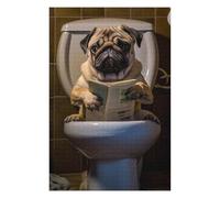 Rompecabezas para Adultos 75x50cm/1000pcs Pug Dog on The Toilet Rompecabezas para Adultos Juego Familiar Mejora La Memoria Regalos para Amigos Y Familiares 75x50cm/1000pcs