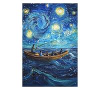 Rompecabezas para Adultos 75x50cm/1000pcs Starry Night Fishing Rompecabezas para Adultos Juegos Relajantes Ensamblaje De Patrones Cumpleaños 75x50cm/1000pcs