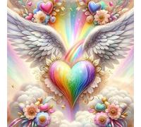 Rompecabezas para Adultos 80 Piezas Ángel del corazón arcoíris Puzzle Adultos,Entretenimiento Creativo Diversión,Decoración Familiar,Regalo para la Relajación