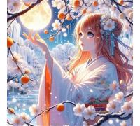 Rompecabezas para Adultos 80 Piezas Chica de Las Flores de la Luna Puzzle Adultos,Entretenimiento Creativo Diversión,Decoración Familiar,Regalo para la Relajación