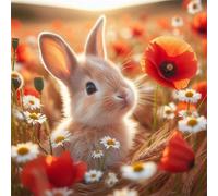 Rompecabezas para Adultos 80 Piezas Conejo del Campo de Amapolas Puzzle Adultos,Entretenimiento Creativo Diversión,Decoración Familiar,Regalo para la Relajación