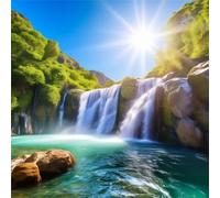 Rompecabezas para Adultos 90 Piezas Lago Cascada Luz del Sol Puzzle Adultos,Entretenimiento Creativo Diversión,Decoración Familiar,Regalo para la Relajación