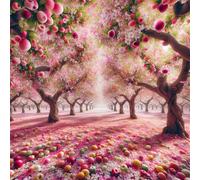 Rompecabezas para Adultos 90 Piezas Paisaje de huerto Rosa Puzzle Adultos,Entretenimiento Creativo Diversión,Decoración Familiar,Regalo para la Relajación