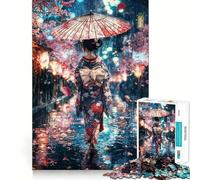Rompecabezas para Adultos A través de la Lluvia, Ella florece de 1000 Piezas Mejora la Memoria Tiempo Acogedor Patrón de ensamblaje Lista de Deseos de Santa Claus 50x75cm