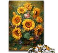 Rompecabezas para Adultos, Adolescentes, Rompecabezas de Flores, Girasoles, Arte para niños y Mayores de 14 años, Juguetes para Jugar Toda la Familia, 38x26cm