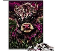 Rompecabezas para Adultos: Adorable Vaca de Las Tierras Altas Juego desafiante para Disfrutar en Familia con Piezas aleatorias Que encajan Perfectamente tamaño 50x75cm