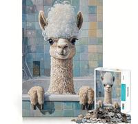 Rompecabezas para Adultos Alpaca Bath Time de 1000 Piezas,Juego para estimular la Mente,diseño Ajustado sin Huecos,Regalo de cumpleaños,Juguete para ejercitar el Cerebro (50x75cm)
