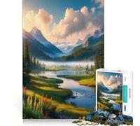 Rompecabezas para Adultos Amanecer en el río de montaña de 1000 Piezas Juguete para ejercitar la Mente, Alivio del estrés, diseño para armar, Regalo Encantador (38x26cm)