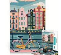 Rompecabezas para Adultos Amsterdam Canal Bike,1000 Piezas,para desarrollar la Memoria,Ajuste Estable,sin Piezas móviles,Compacto,Ideal para Jugar en Familia (50x75cm)