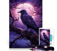 Rompecabezas para Adultos Ancient Raven Moon Night de 1000 Piezas,Ideal para desarrollar la Memoria Diseño Estable,sin Piezas Que se muevan Compacto y Divertido para Jugar en Familia (38x26cm)