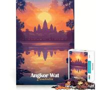 Rompecabezas para Adultos Angkor Wat Sunset,1000 Piezas,Juego Mental,Regalo,Troquelado de Alta precisión,Actividad Relajante para Grupos en Interiores (38x52cm)