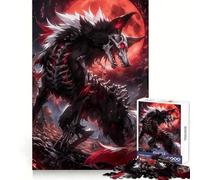 Rompecabezas para Adultos Anime Blood Moon Wolf 1000 Piezas Desarrollo de Memoria Recreación Tranquila Bordes limpios (38x26cm)
