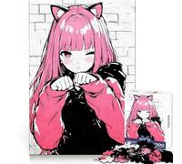 Rompecabezas para Adultos Anime Catgirl Graffiti 1000 Piezas Ejercicio Inteligente Relajante Tiempo de Descanso Bordes precisos Regalo navideño (38x26cm)