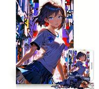 Rompecabezas para Adultos Anime Girl Urban Twilight de 1000 Piezas Mejora la Memoria Disfrute de la luz Corte de precisión (38x52cm)