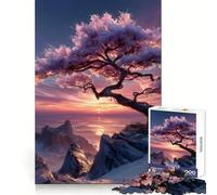 Rompecabezas para Adultos Árbol de Cerezo en Flor al Atardecer - 1000 Piezas - Un Reto para el Pensamiento - Diversión Tranquila - Sin Bordes ásperos - Regalo Festivo (38x52cm)