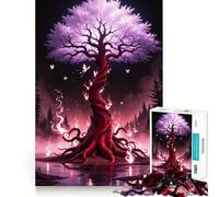 Rompecabezas para Adultos Árbol místico con Mariposas y Llamas de 1000 Piezas Fortalece la Memoria, Relajante y Divertido Borde de Calidad Regalo Ideal para Festivales (50x75cm)