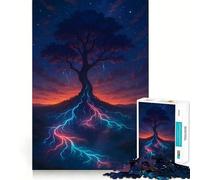 Rompecabezas para Adultos Árbol místico con raíces Brillantes de 1000 Piezas Juguete para ejercitar la Mente, Relajante y fácil de armar Regalo increíble (38x52cm)