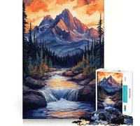 Rompecabezas para Adultos Arroyo de montaña al Atardecer de 1000 Piezas Juguete para ejercitar la Mente Juego Relajante Diseño y Montaje Regalo increíble (38x26cm)