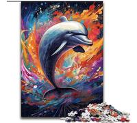 Rompecabezas para Adultos, Arte Colorido, delfín, desafiantes Rompecabezas de 26x38cm, Juego de ingenio, Juego Familiar Interactivo, Apto para Mayores de 14 años.
