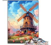 Rompecabezas para Adultos, Arte Colorido, Molino de Viento, Rompecabezas desafiantes, tamaño 26x38cm, Juego de ingenio, Juego Familiar Interactivo, Adecuado para Mayores de 14 años.