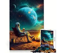 Rompecabezas para Adultos: Astronauta relajándose con Cerveza en Marte 1000 Piezas para Mentes agudas, Ocio Consciente Ajuste Firme Feliz Navidad (50x75cm)