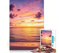 Rompecabezas para Adultos Atardecer en el océano con Cielo Colorido de 1000 Piezas Mejora la Memoria, el Ocio y la diversión Bordes precisos Un Regalo Encantador (38x52cm)