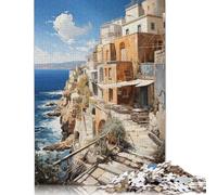 Rompecabezas para Adultos Atardecer en Santorini, 1000 Piezas, Madera, 75 x 50 cm