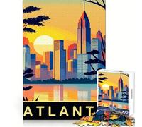 Rompecabezas para Adultos Atardecer sobre Atlanta de 1000 Piezas Estimula la Mente, relaja, Divierte y Conecta Regalo Ideal para Navidad (50x75cm)