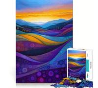 Rompecabezas para Adultos Atardecer sobre colinas abstractas de 1000 Piezas Juguete Inteligente para el hogar Disfrute de un Corte preciso Decoración de Pared 50x75cm