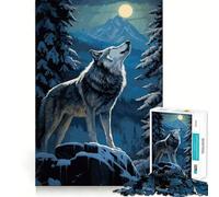 Rompecabezas para Adultos Aullido de Lobo,1000 Piezas,para desarrollar la Memoria,Ajuste Estable,sin Piezas Que se muevan,Compacto,Ideal para Jugar en Familia (50x75cm)