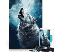 Rompecabezas para Adultos Aullido de Lobo de 1000 Piezas,Juego de Entrenamiento cognitivo,Encaje Huecos,Actividad Relajante para la Mente (50x75cm)