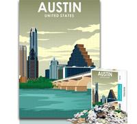 Rompecabezas para Adultos Austin, Texas, póster de Viaje, 1000 Piezas, Adolescentes, Juego Educativo, Juguete de desafío para Mujeres y Hombres, 26x38cm