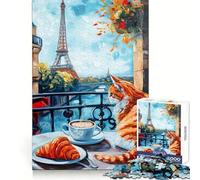 Rompecabezas para Adultos Balcón Parisino con Gato y Croissant (50x75cm) - 1000 Piezas - Juguete para concentrarse y Relajarse - Bordes Ajustados - Elige tu Deseo de Papá Noel (50x75cm)