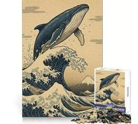 Rompecabezas para Adultos: Ballena Saltando sobre una Ola, 1000 Piezas, Intelectual, de Habilidad, Divertido y Relajante Ideal para Todos los Gustos (38x26cm)