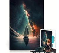 Rompecabezas para Adultos Barco de Vela Espacial, Vía Láctea, 1000 Piezas, Rompecabezas para ejercitar la Mente, pasatiempo para el hogar, Montaje de imágenes, Regalo Memorable 38x26cm