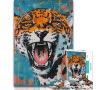 Rompecabezas para Adultos Basquiat Leopard de 1000 Piezas para Adultos y Adolescentes, Entrena tu Cerebro y Tus Manos, Regalo para Amigos y Familiares, 50x75cm